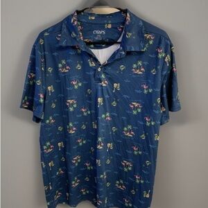 Chaps Blue Tropical Print Men's Polo/Golf Shirt